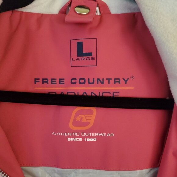 Free Country Pink White Detachable Hood Winter Ski Jacket Size L - Picture 5 of 8